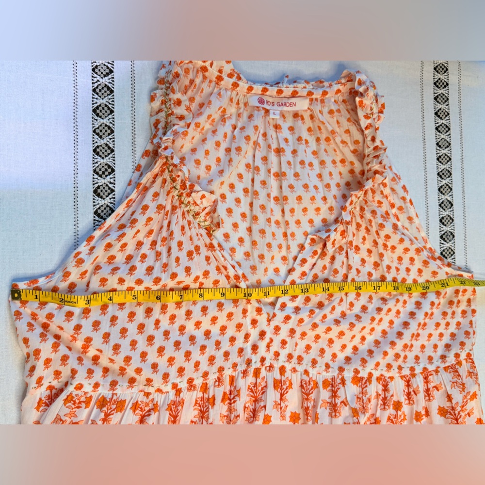 Ro's Garden Sasha Dress orange Pomme Floral size large - Picture 8 of 11
